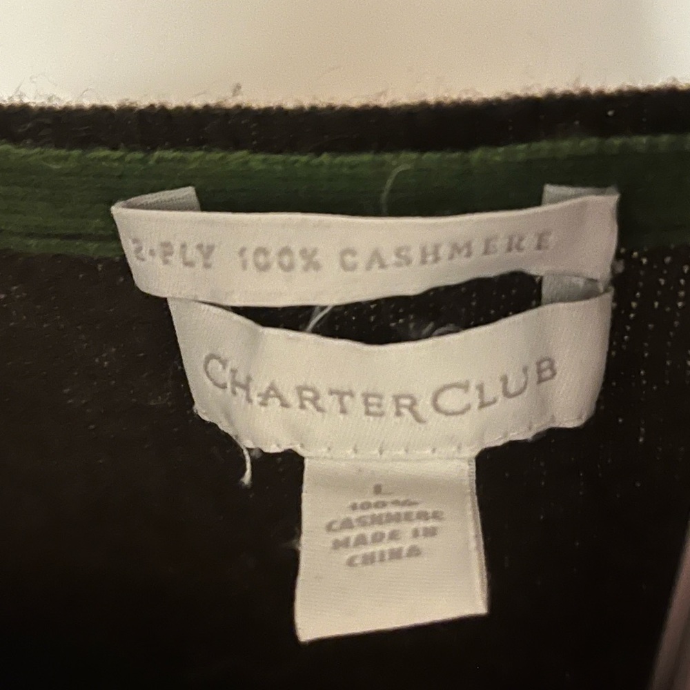 Charter Club Dark Brown Argyle Cashmere Cardigan - Picture 3 of 3